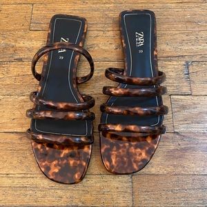 Zara patent tortoise sandals size 39